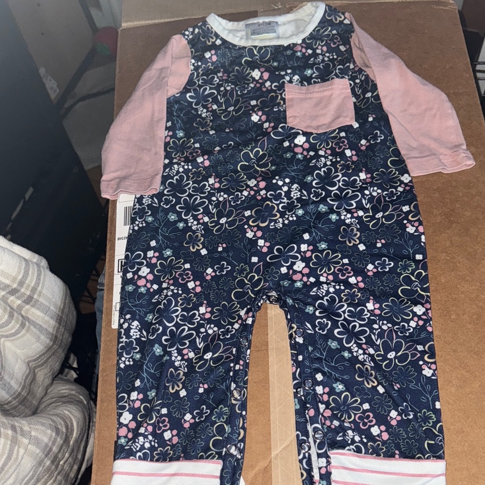 Honeydew Intimates Navy and Pink Floral Overalls